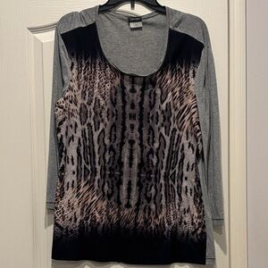 Gerry Weber Gray and Black Patterned Long Sleeve Top